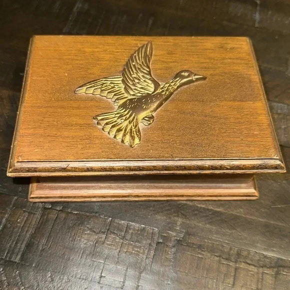VTG Wooden Brass Duck 1980’s Trinket/Jewelry Box Hunter’s/Sportsman Brown - Picture 1 of 15
